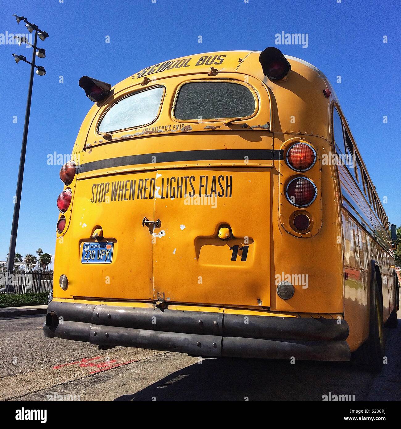 Giallo scuola bus, Los Angeles, California, Stati Uniti d'America Foto Stock