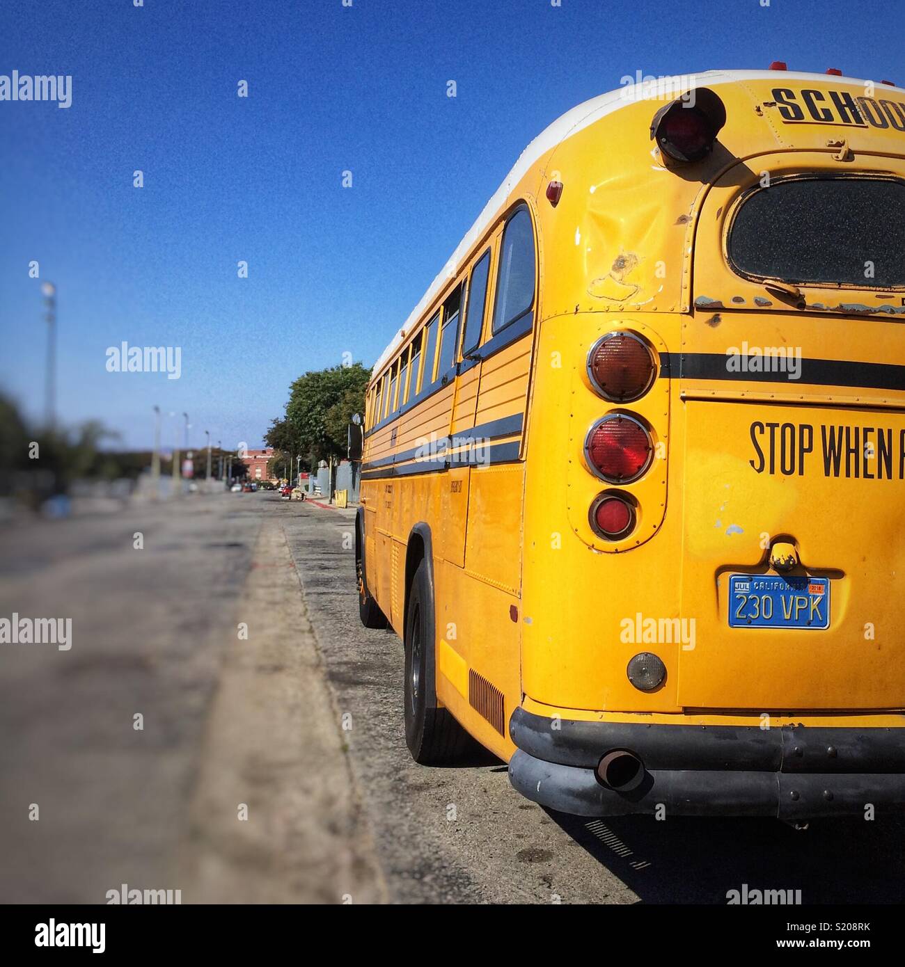 Giallo scuola bus a Los Angeles, Californa, STATI UNITI D'AMERICA Foto Stock