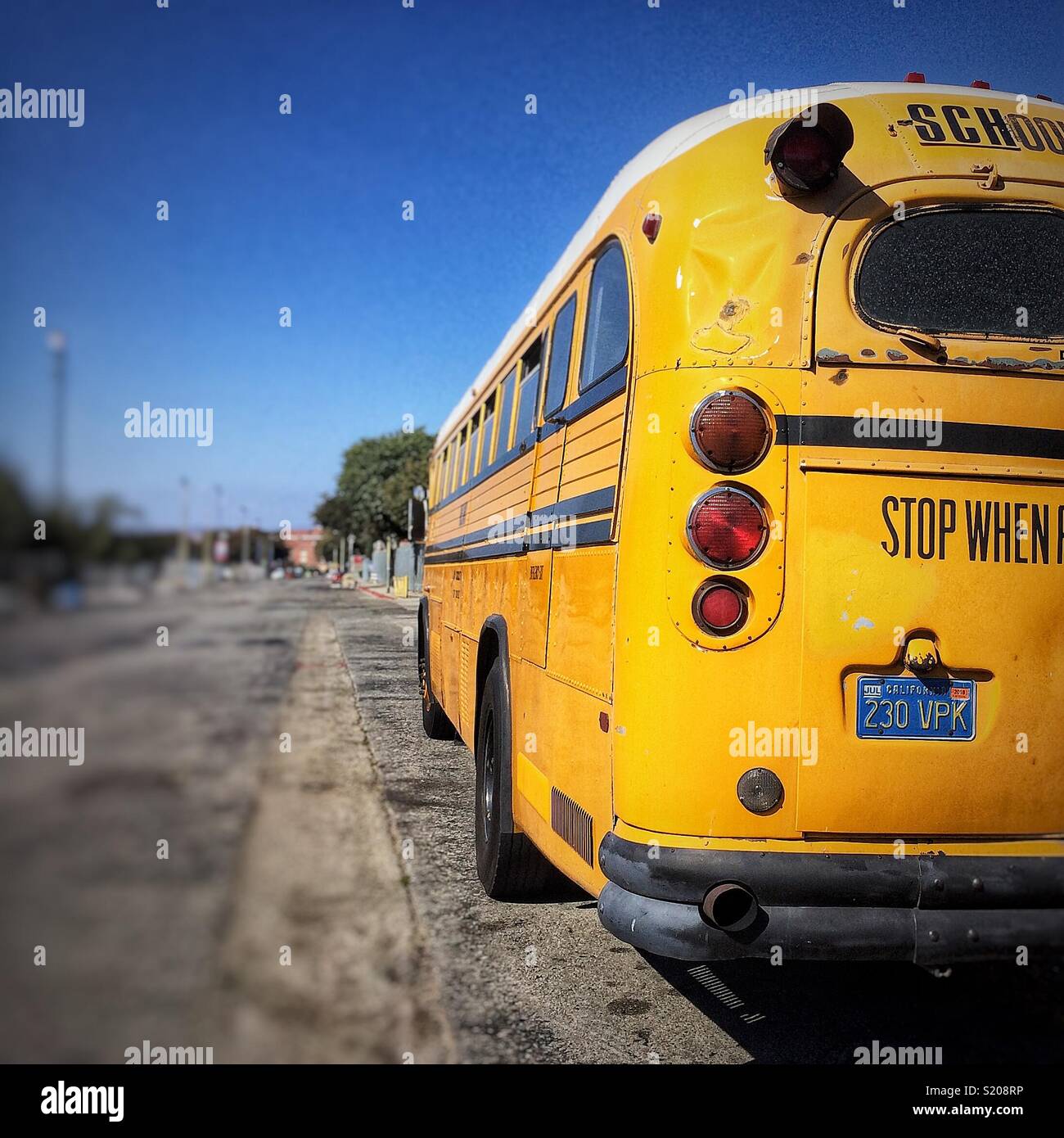 Giallo scuola bus a Los Angeles, California, Stati Uniti d'America Foto Stock