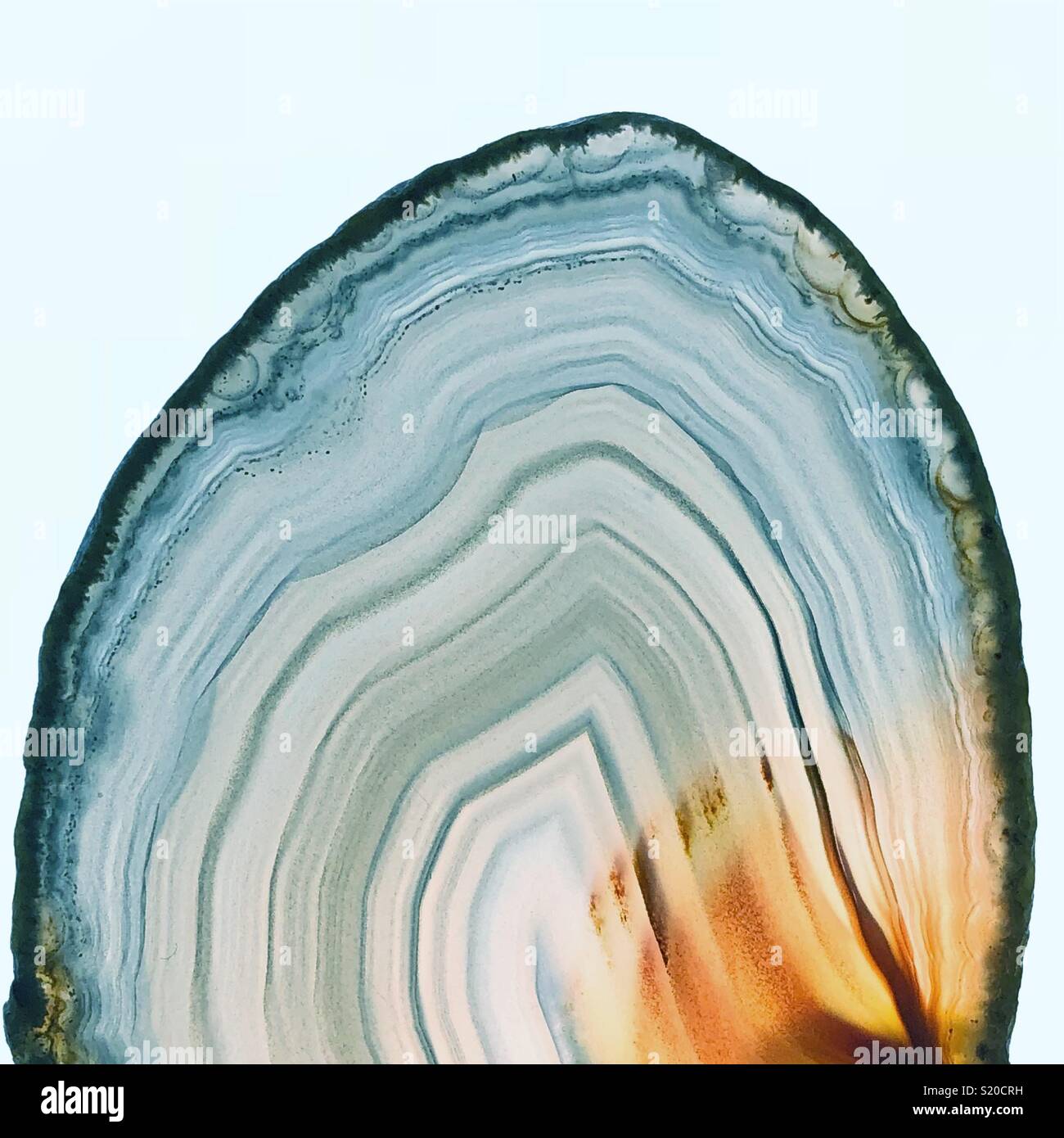 Vista ingrandita di agata azzurra slice Foto Stock