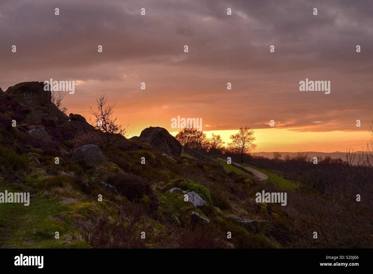 Otley Chevin al tramonto Foto Stock