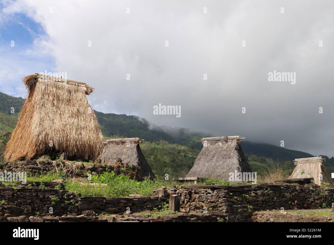 Capanne tribali di sull isola di Flores Foto Stock