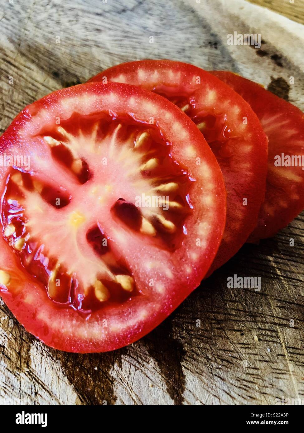 Pomodori a fette Foto Stock