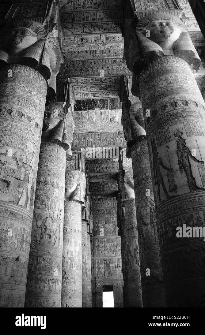 Tempio egizio colonne Foto Stock