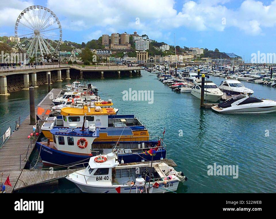 Una giornata di sole in Torquay, Inghilterra Foto Stock