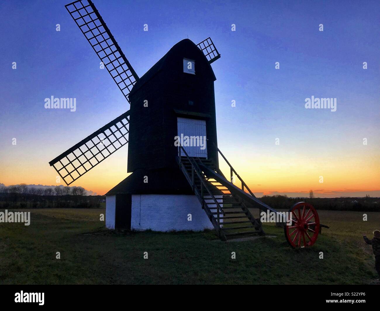 Pitstone windmill tramonto Foto Stock