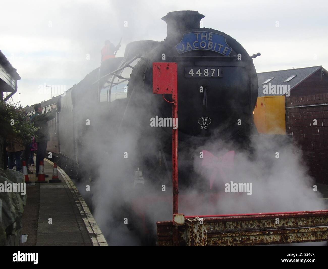 Giacobita treno a vapore a Mallaig Foto Stock