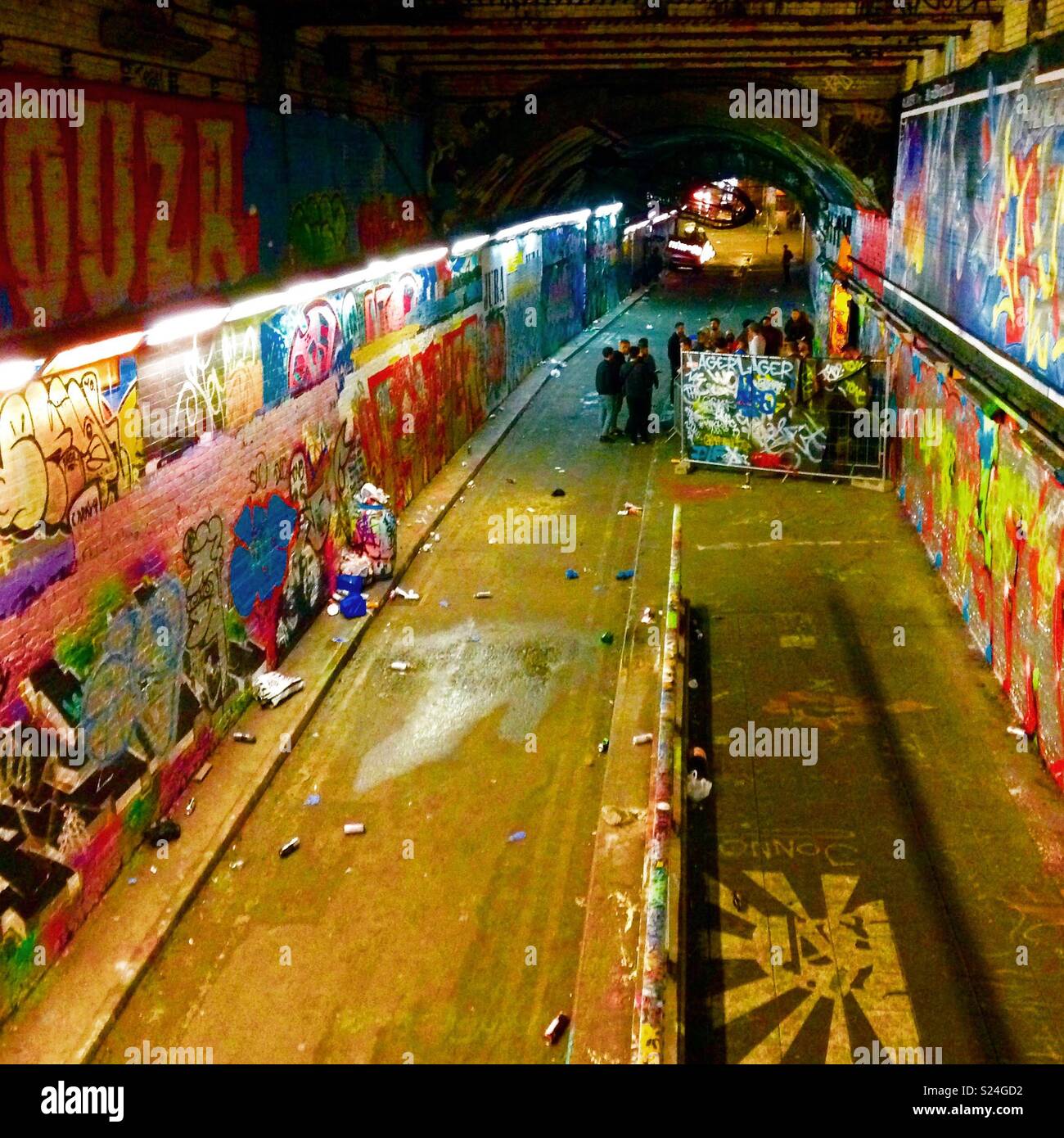 Graffiti a tunnel Leake Street, London Regno Unito Foto Stock
