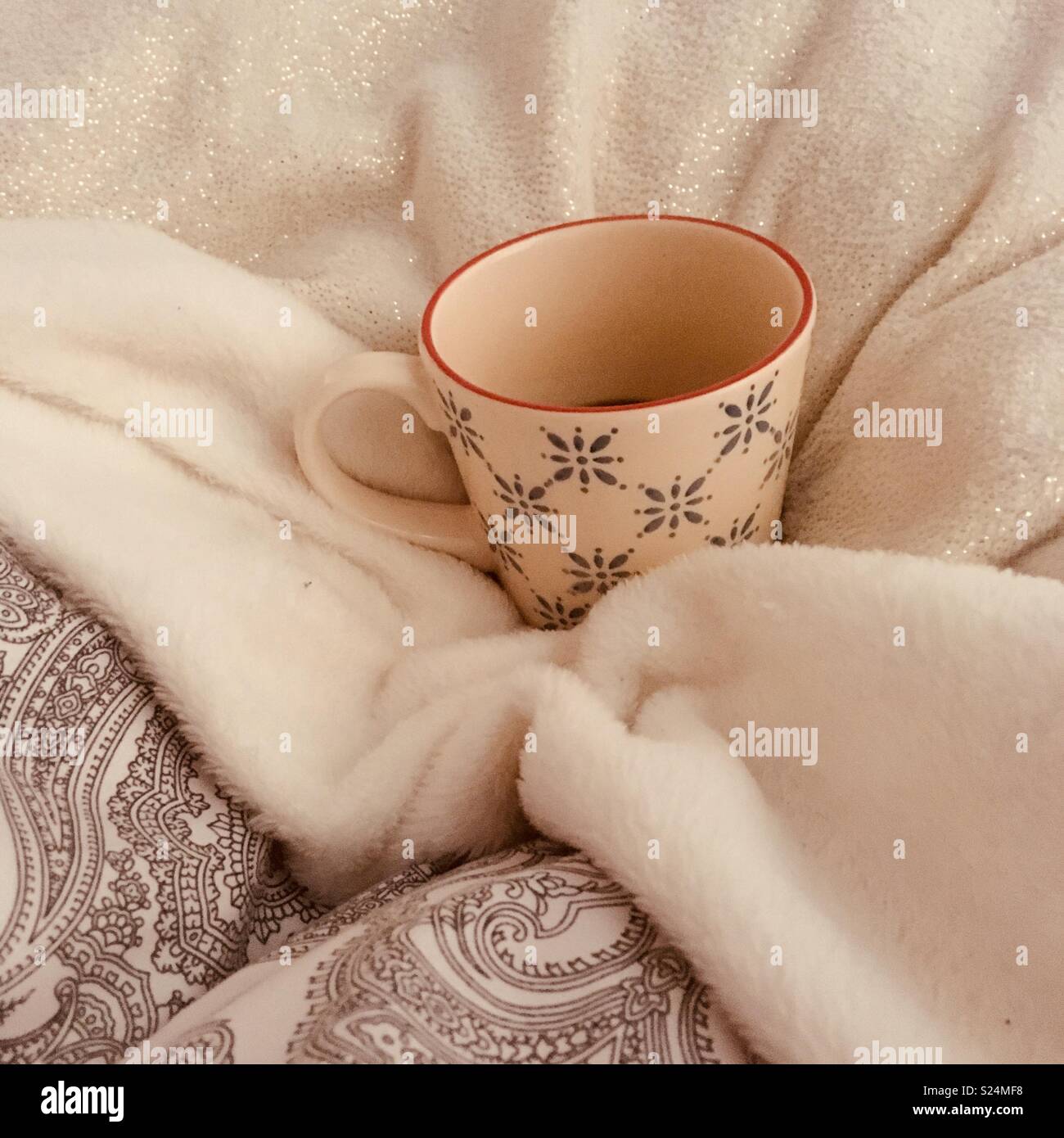 Caffè a letto. Foto Stock