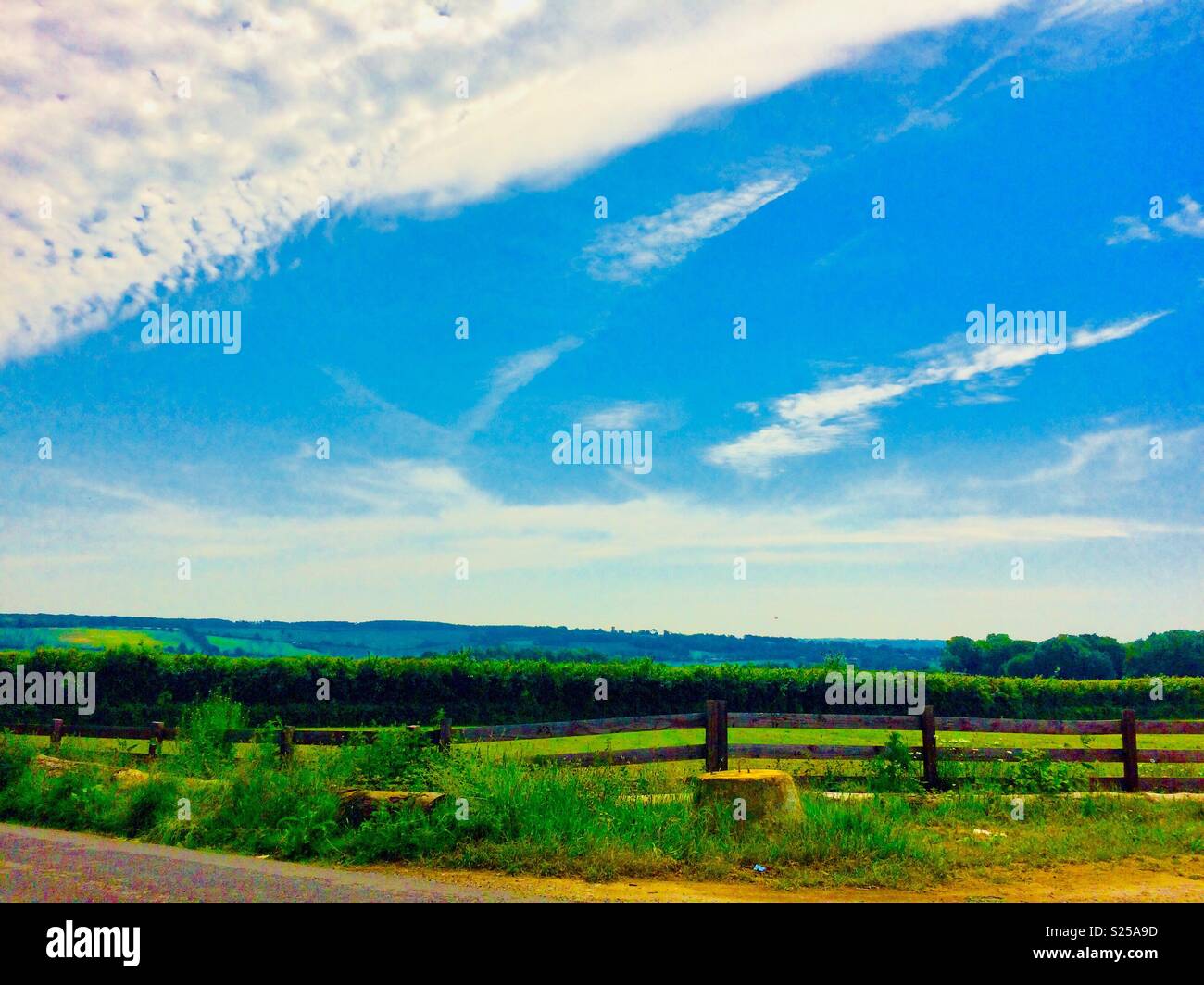 Vista su campagna di Kent vicino a Canterbury Foto Stock