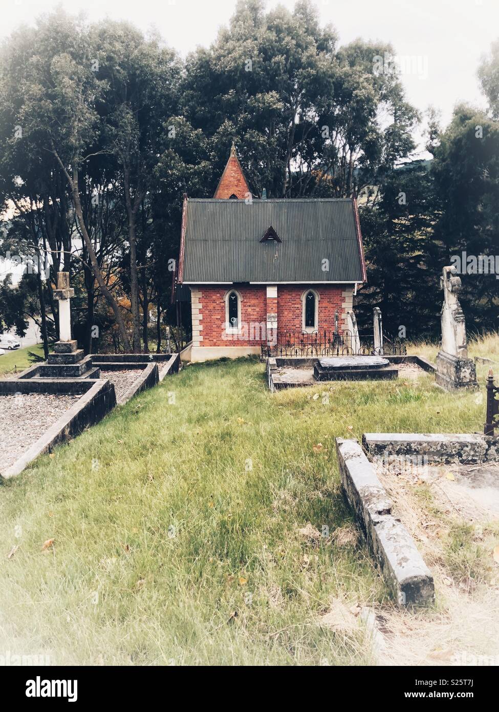 Garin Memorial Chapel (1890), Wakapuaka cimitero, Nelson, Nuova Zelanda Foto Stock