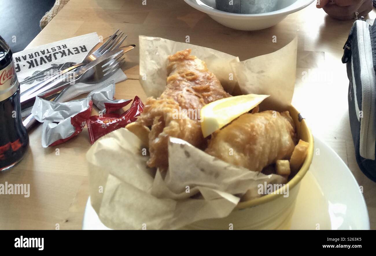 Islandese fish & chips Reykjavík Foto Stock