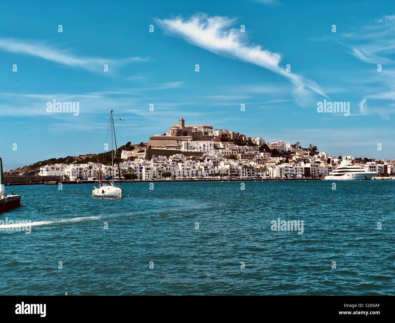 Vista sulla città di Ibiza, Dalt Vila, Ibiza, visto dal porto, isole Baleari, Spagna, Europa Foto Stock