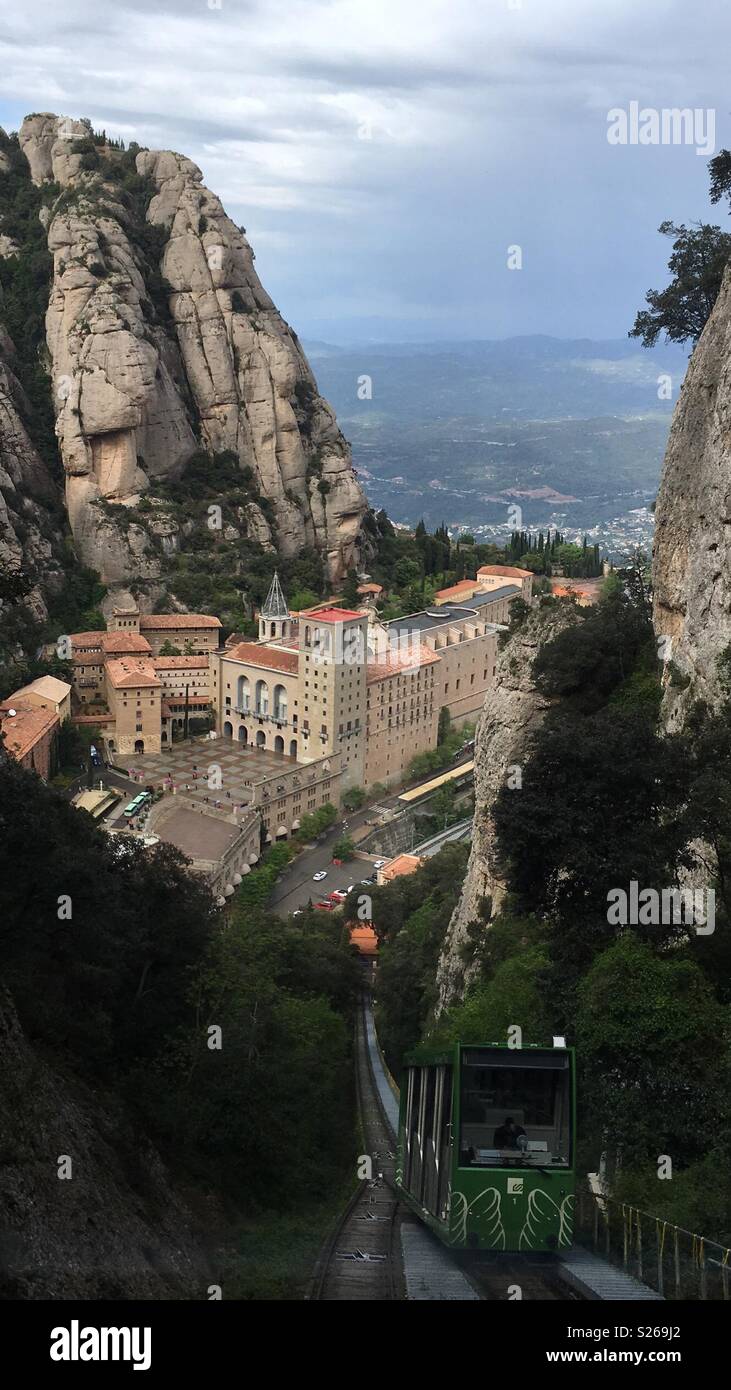 Corsa in funicolare a Montserrat, Spagna Foto Stock