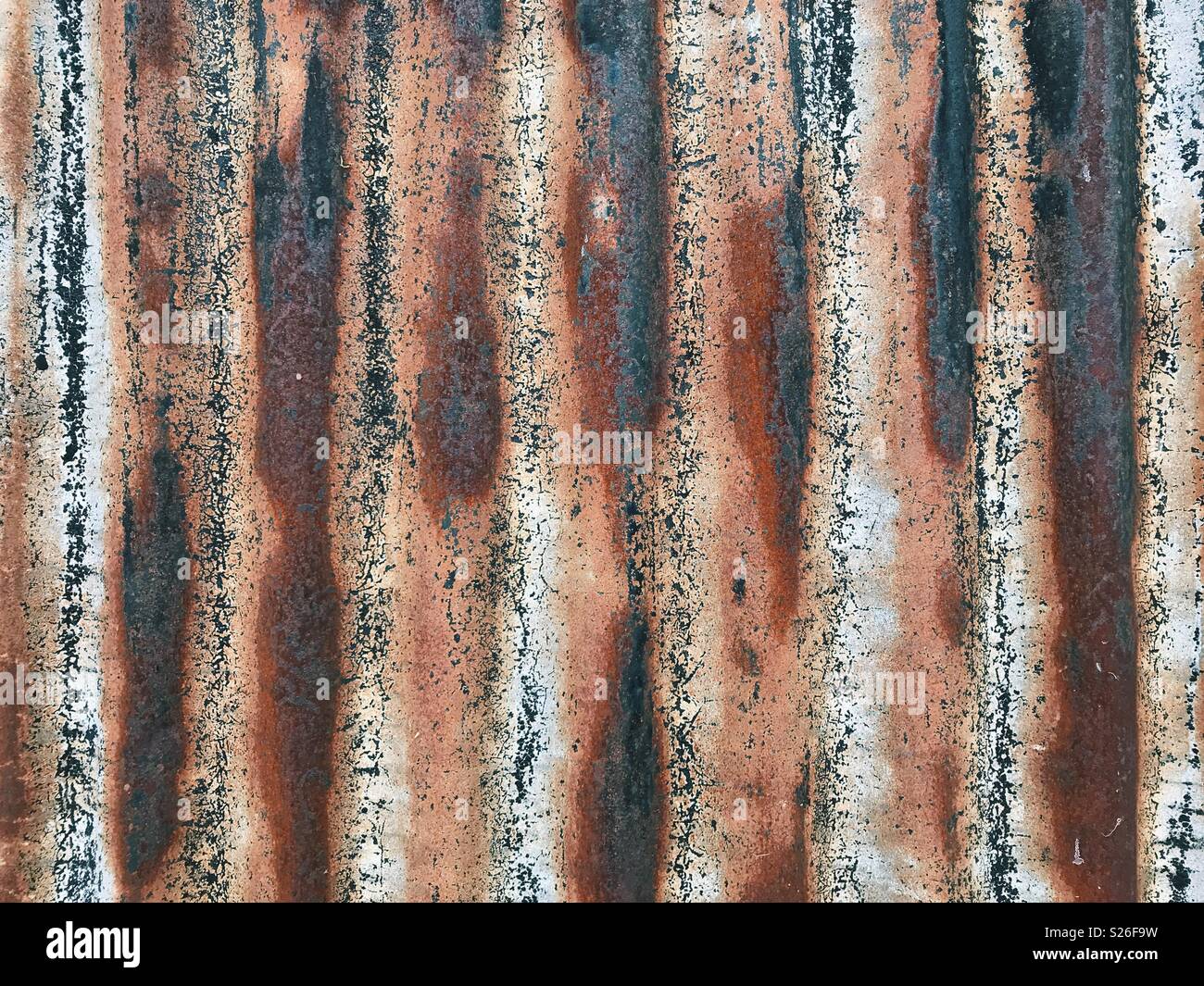 Rusty ferro corrugato texture. Foto Stock