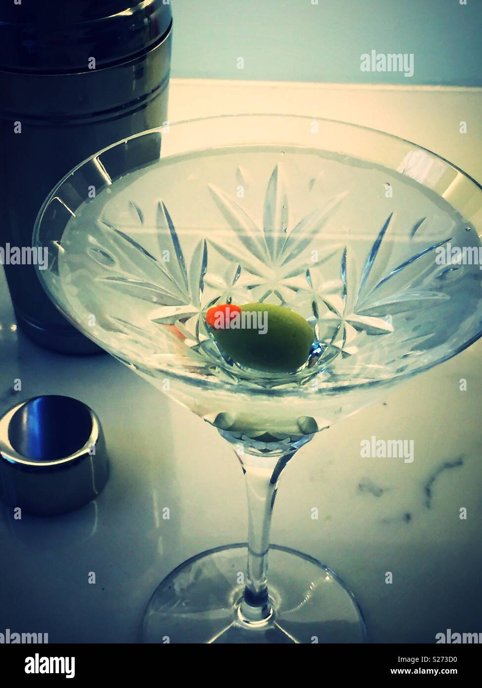 Ancora la vita di classico martini in un Waterford Crystal coppetta Martini, STATI UNITI D'AMERICA Foto Stock