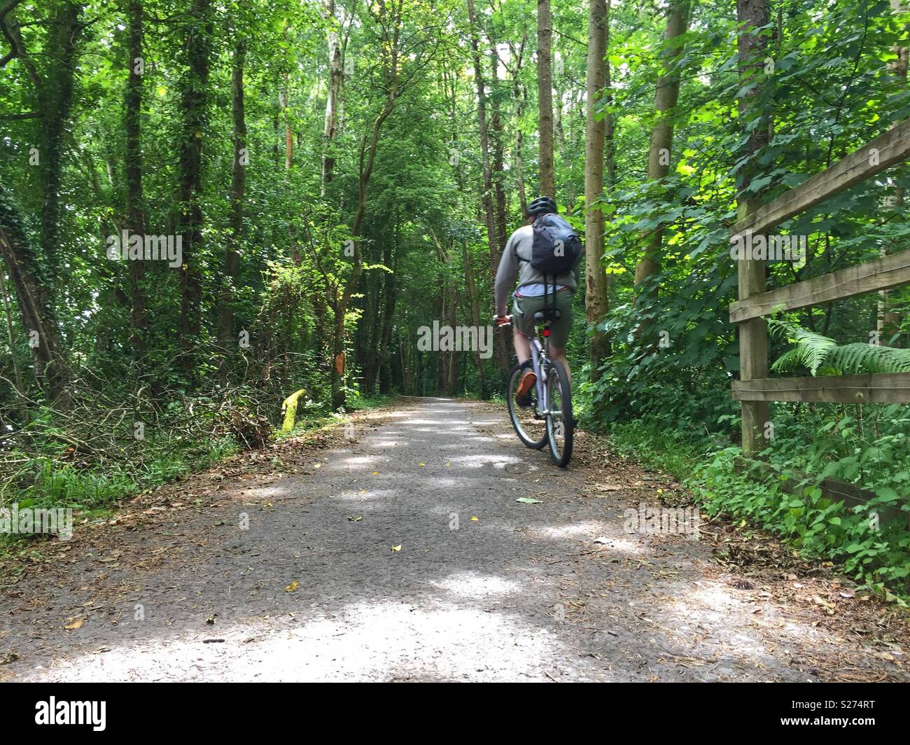 Escursioni in bicicletta sul percorso Sustrans vicino a Bangor, verso il lago di Ogwen, a fianco del Afon Cegin, Galles del Nord, Regno Unito - Immagine stock catturata con smartphone