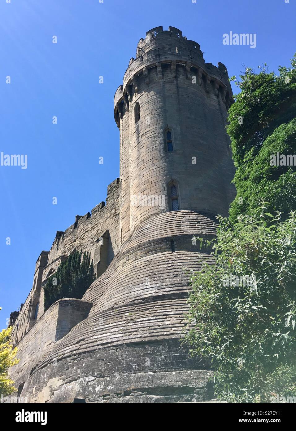 Cesare torre, il Castello di Warwick, probabilmente l'Inghilterra del migliore esempio superstite di una fortificazione medievale e architettura militare. - Immagine stock catturata con smartphone