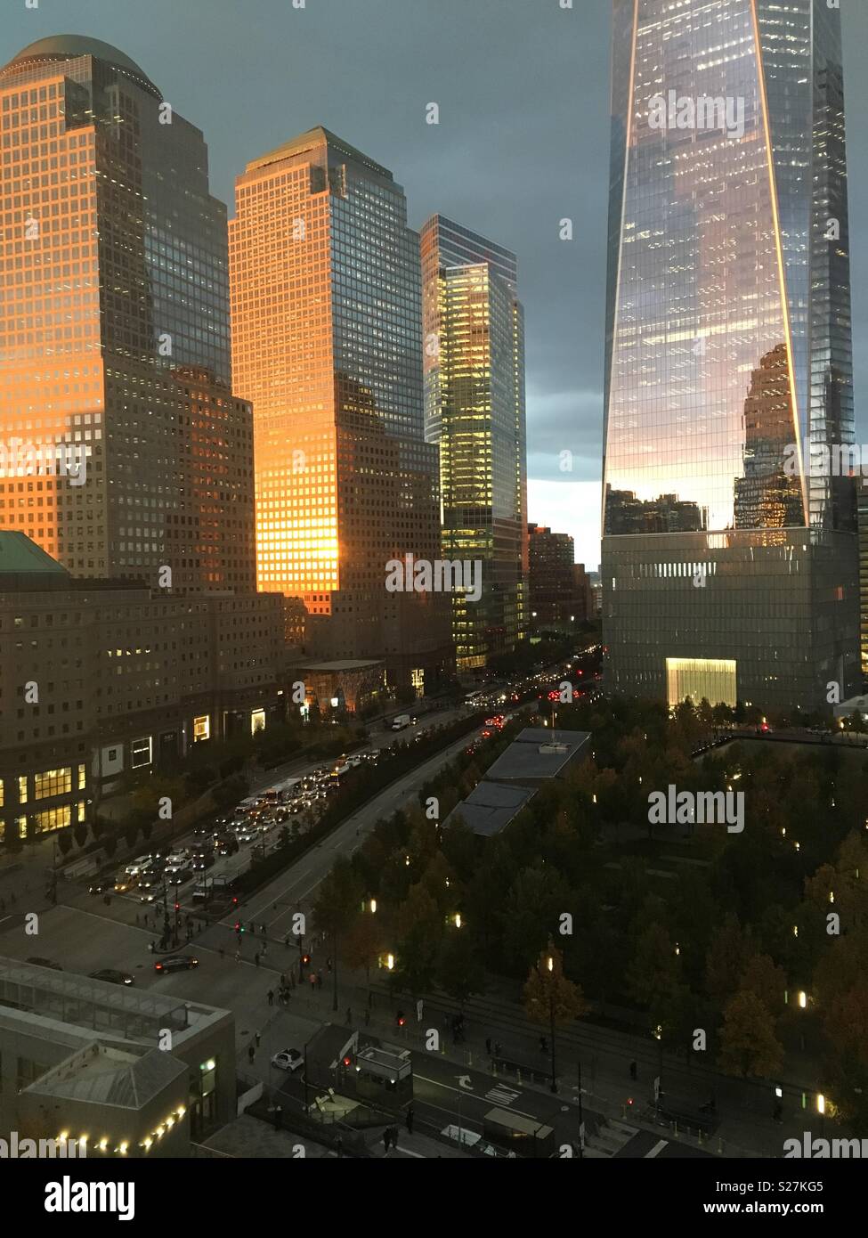 New York, World Trade Center Memorial Park Foto Stock