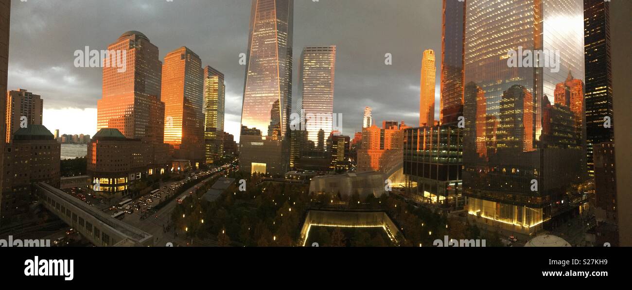 New York, World Trade Center Memorial Park Foto Stock