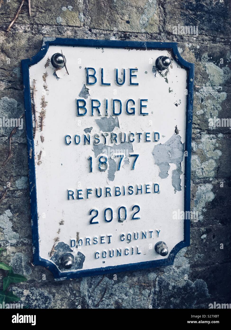 Blue Bridge segno Dorchester Dorset Regno Unito Foto Stock