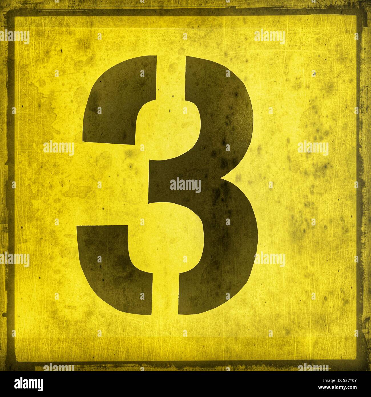 Numero tre 3, grungy sfondo Foto Stock