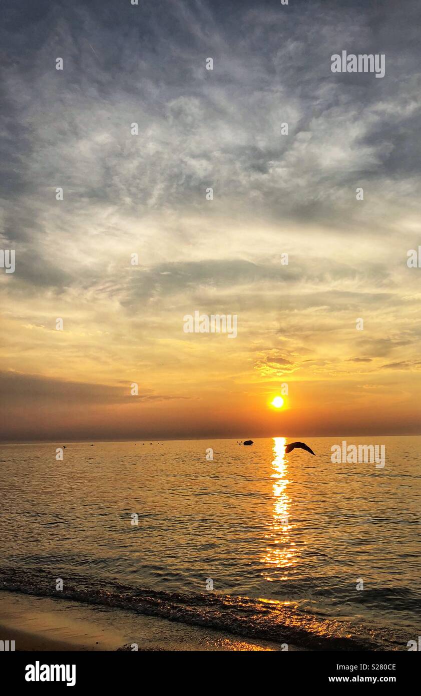 Un caldo bagliore nel cielo notturno. Foto Stock