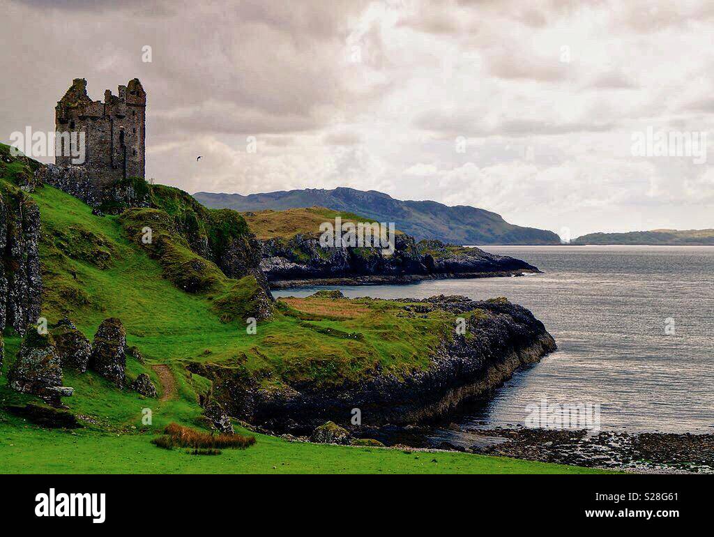 Castello Gylen sull Isola di Kerrera, nelle Highlands della Scozia Foto Stock