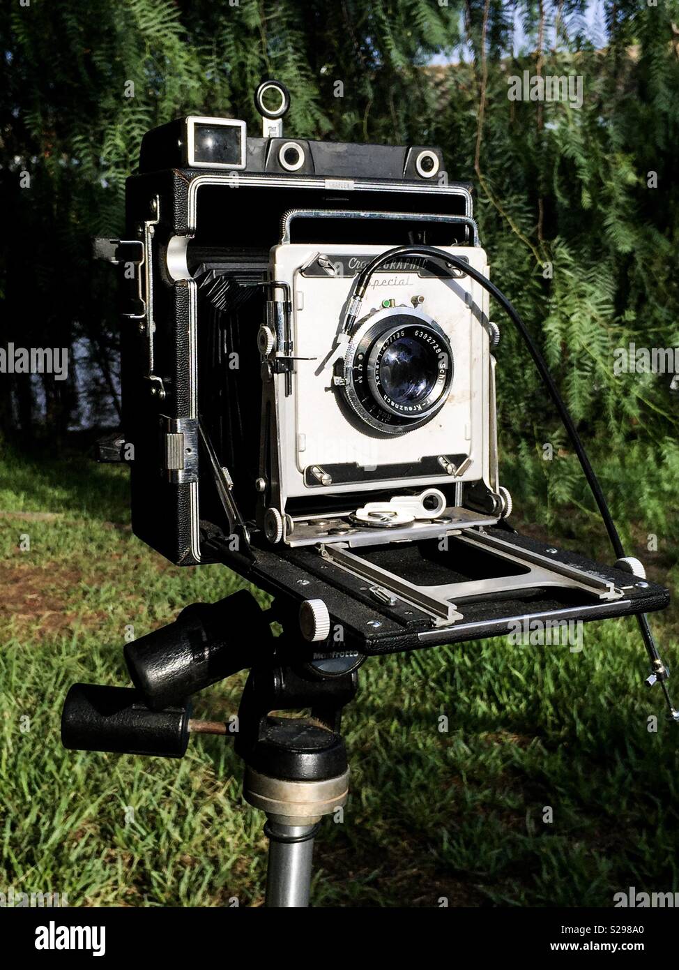 Un vecchio grafico di velocità 4x5 fotocamera Foto Stock