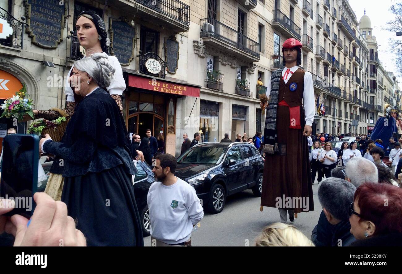 Parade presso La Rambla. Barcellona Foto Stock
