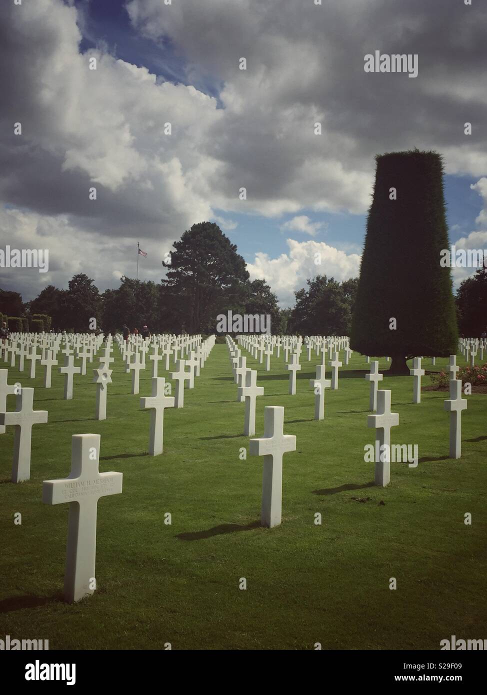La guerra americana cimitero, la spiaggia di Omaha, in Normandia, Francia. Foto Stock