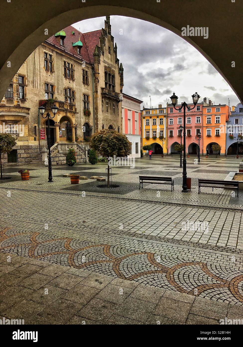 La piazza principale di Jawor, Polonia Foto Stock