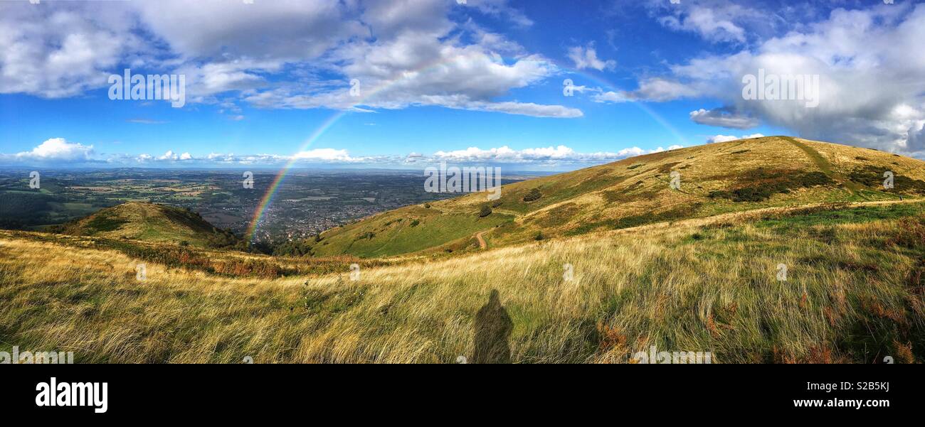 Panoramica su rainbow Malvern Hills Regno Unito Foto Stock
