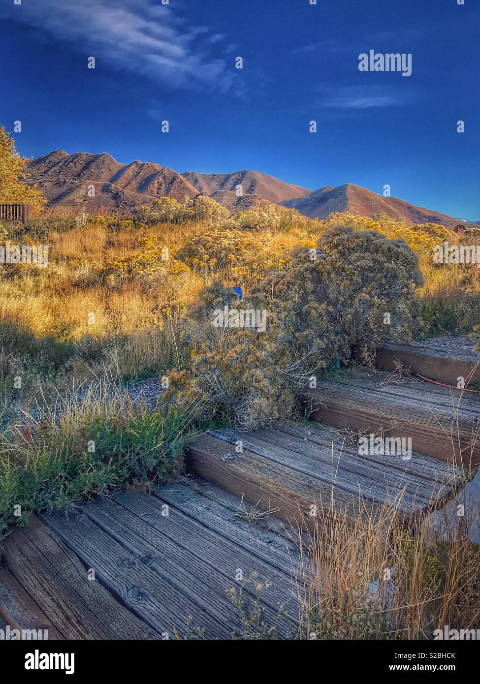 I colori autunnali e Mountain View, questo è il luogo Heritage Park, Salt Lake City, Utah Foto Stock