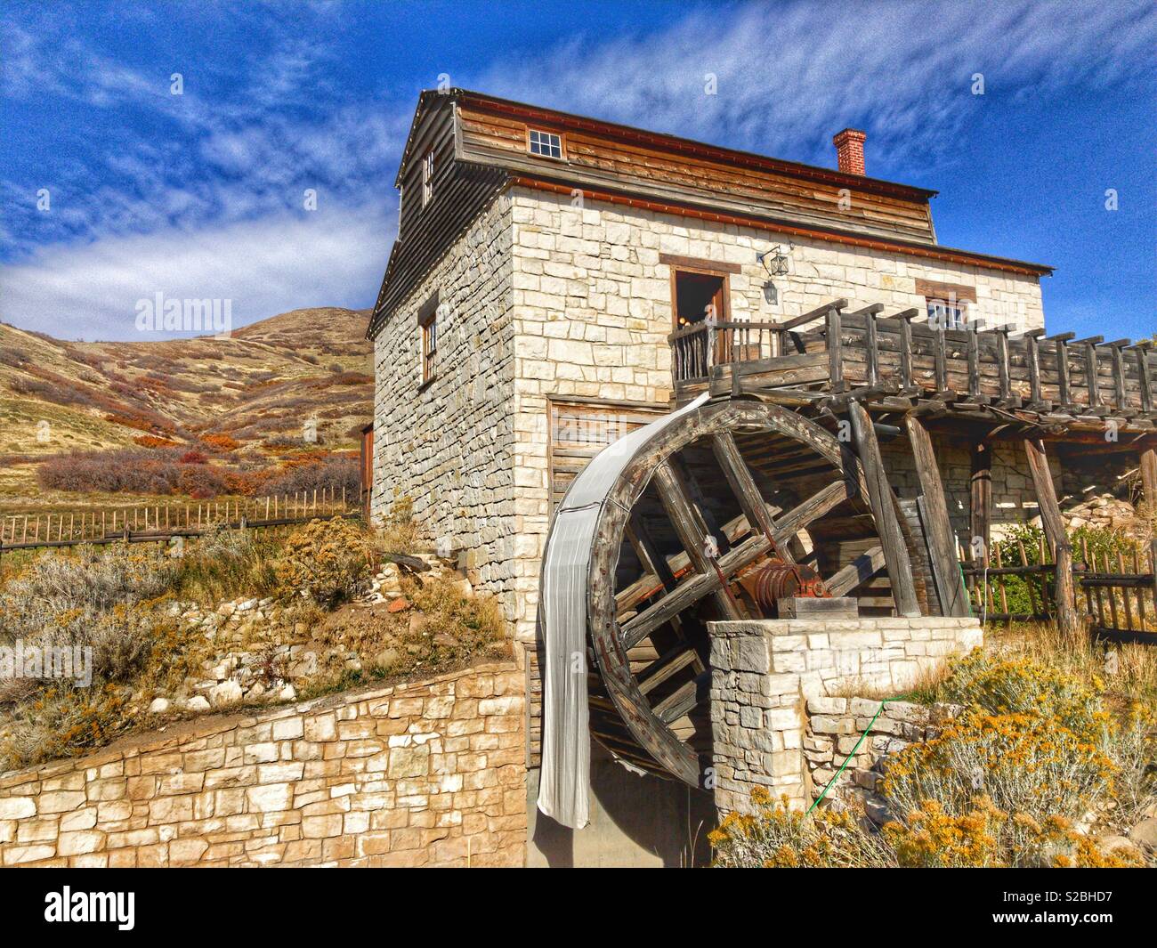 Il Gristmill a questo è il luogo Heritage Park, Salt Lake City, Utah Foto Stock