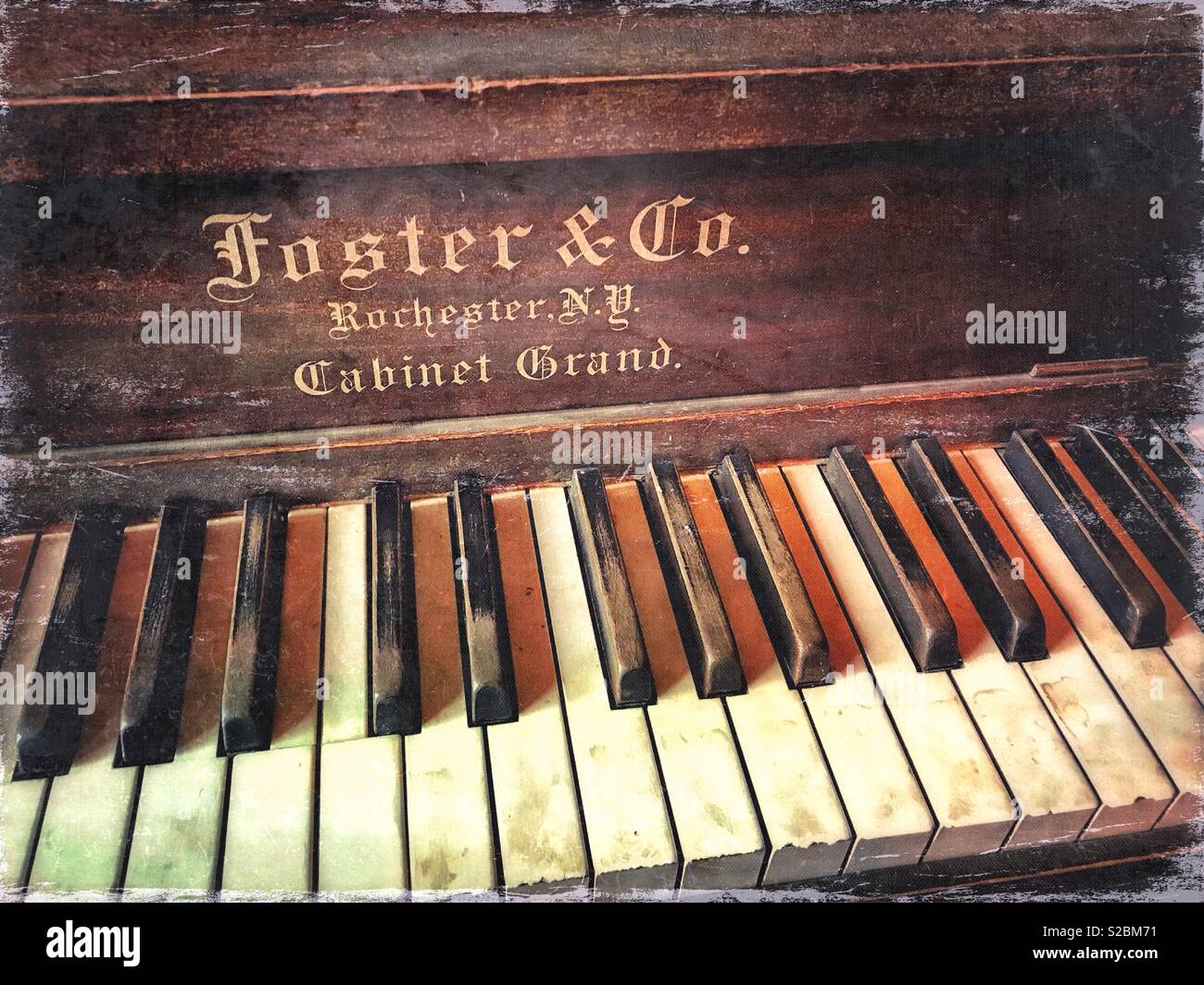 Trattamento vintage di antico pianoforte Foto Stock