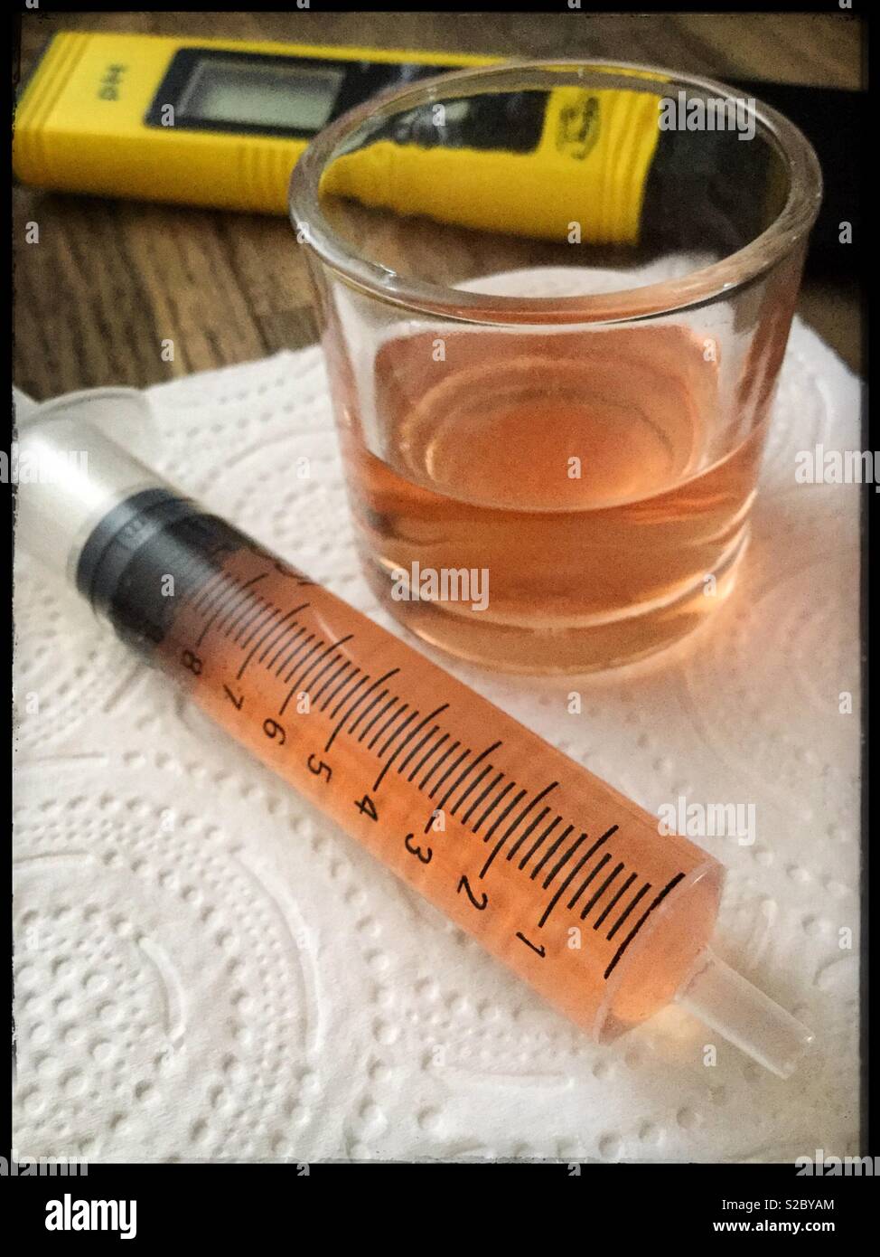 Il test di Grenache vino rosato, Catalogna, Spagna. Foto Stock