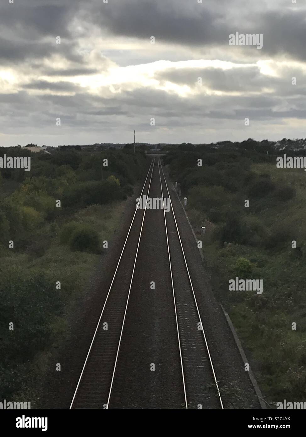 Linea ferroviaria a Burry Port, Carmarthenshire. Foto Stock
