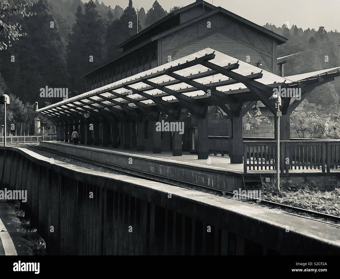 Stazione ferroviaria in Alishan nationalpark di Taiwan Foto Stock