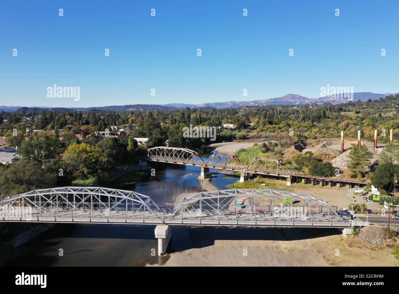 Healdsburg, California USA storici ponti sul fiume russo. Foto Stock