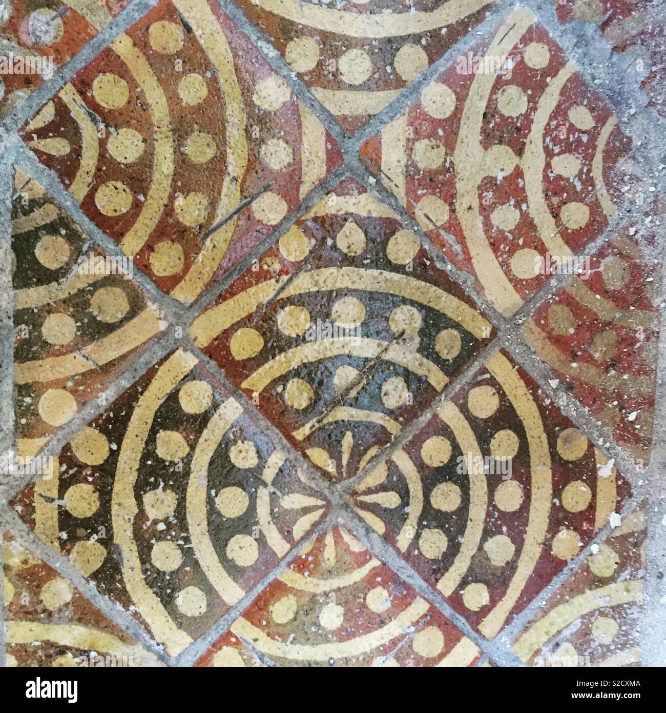 Antiche piastrelle per pavimenti, Peterborough Cathedral Foto Stock