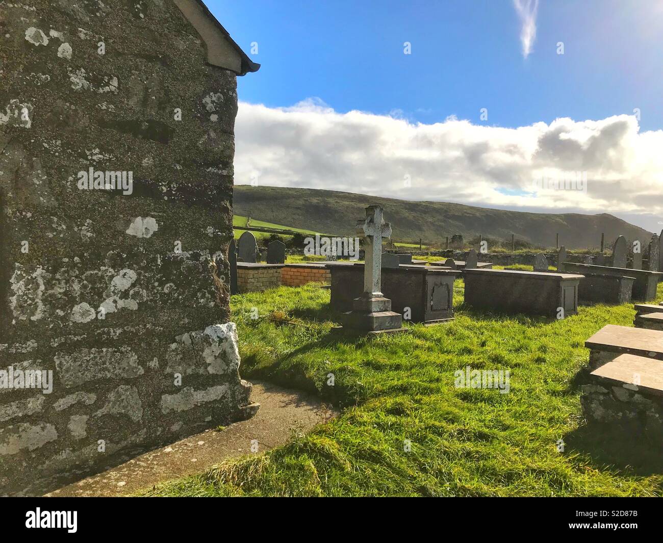 Lungomare grave yard St.Maelrhys in Rhiw vicino Aberdaron Ottobre 2018 Foto Stock