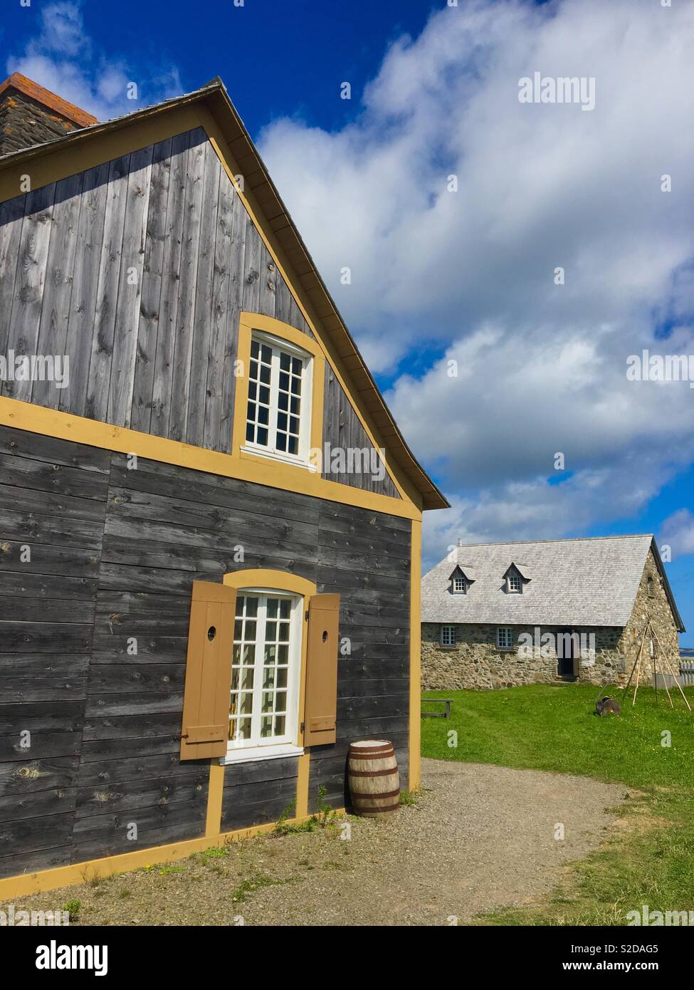 Fortezza di Louisbourg edifici di Cape Breton Island in Canada - Immagine stock catturata con smartphone