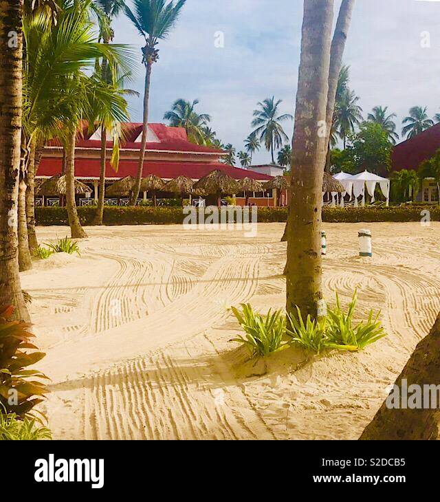 Hotel Ristorante sulla spiaggia del Mar dei Caraibi Foto Stock