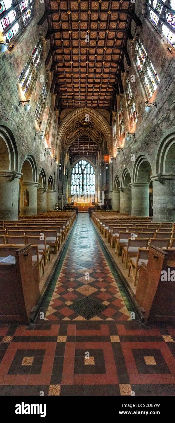 Interior Great Malvern Priory WORCESTERSHIRE REGNO UNITO Foto Stock