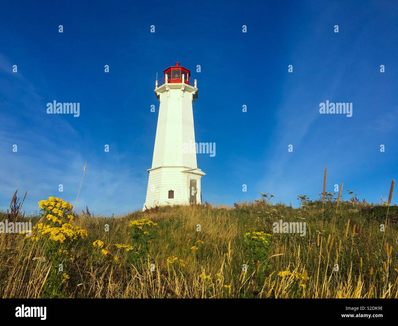 Vecchio faro in Louisbourg Canada Foto Stock