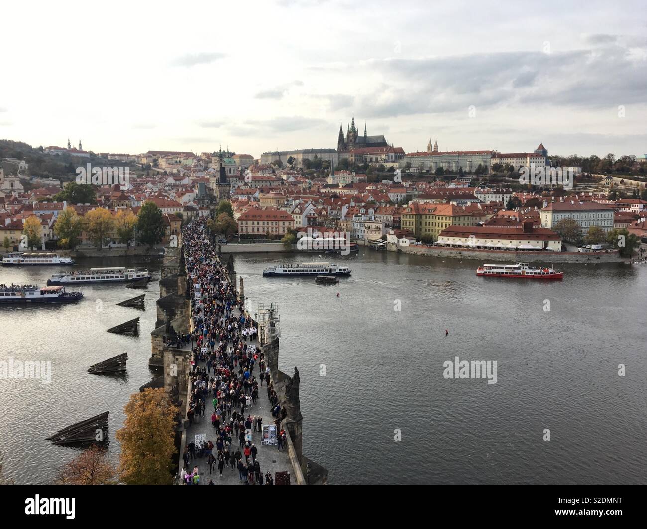 Vista dal Charles Bridge Tower, Praga - Immagine stock catturata con smartphone