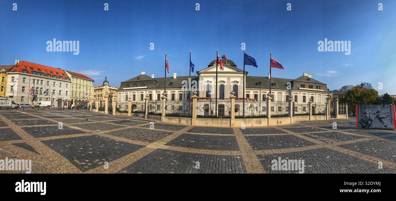 Grassalkovich Palace, la Casa Bianca della Slovacchia, la sede ufficiale del Presidente. Foto Stock