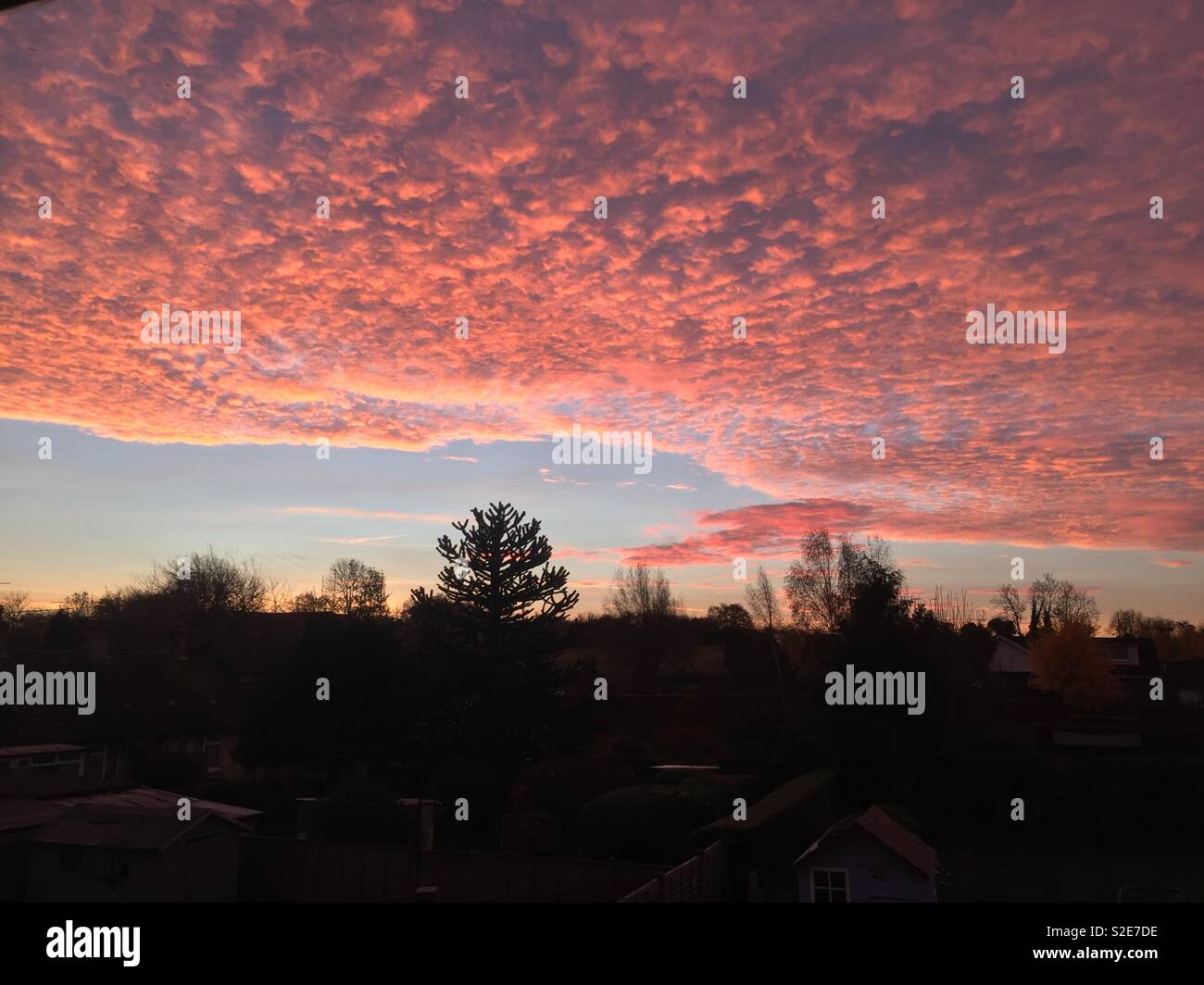 Autunno rosso del cielo Foto Stock