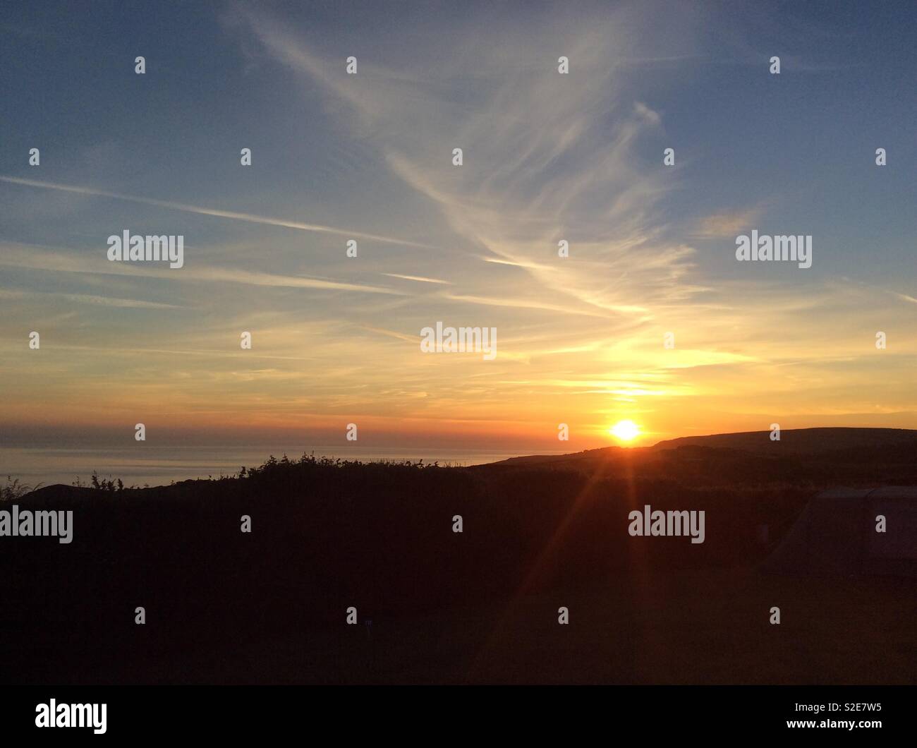 Tramonto a Mortehoe, Woolecombe , Devon, Inghilterra Foto Stock